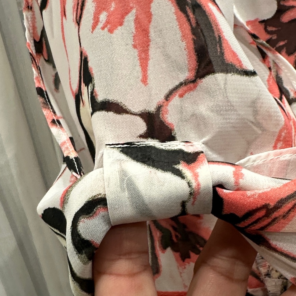#548 Cleo Floral Print Blouse - Pink and Black - Picture 5 of 10